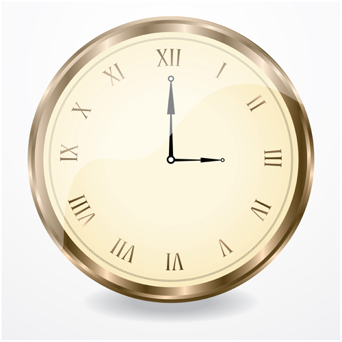 Round clock vintage styles vector material 03