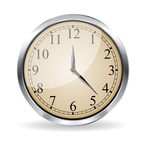 Round clock vintage styles vector material 06