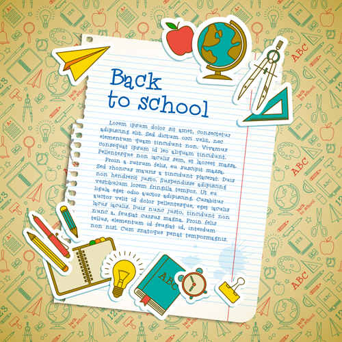 Education elements creative vector background set 05