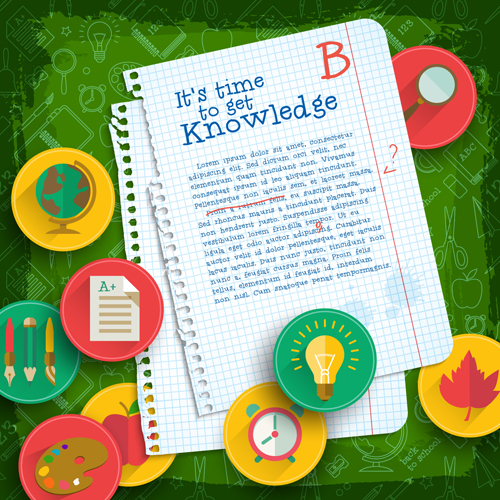 Education elements creative vector background set 06