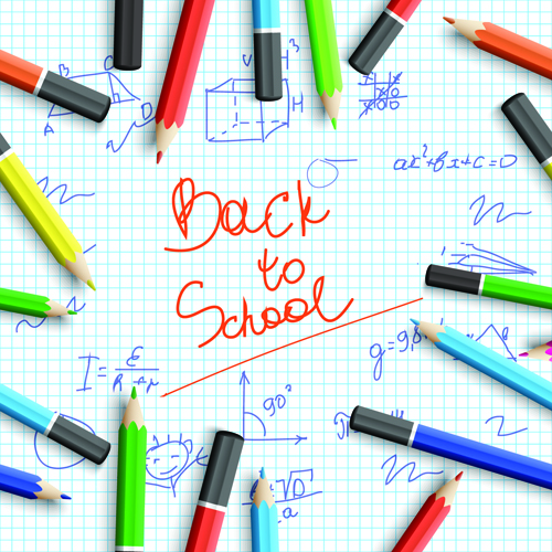 Education elements creative vector background set 07