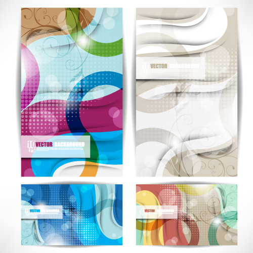Set of ornate waves vector background 21