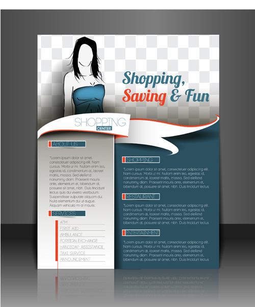 Shopping flyers cover with girl vector illustration 02