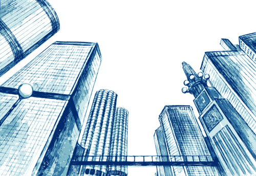 ch urban building vector material 05 Sketch urban building vector material 05