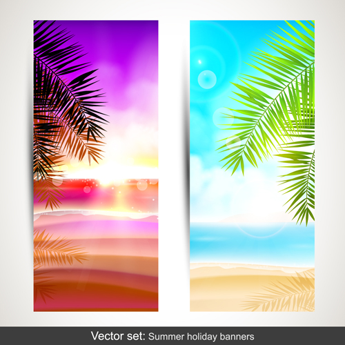 Summer holidays banner vector set 01 Summer holidays banner vector set 01