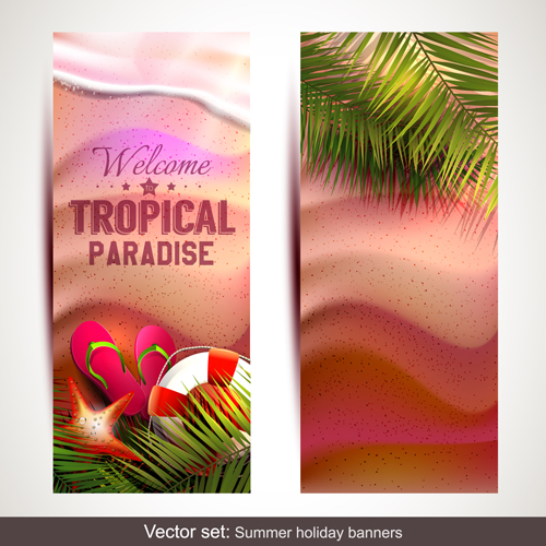 Summer holidays banner vector set 02 Summer holidays banner vector set 02