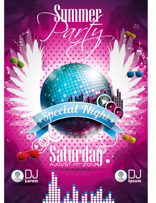 Summer party design elements vector 01