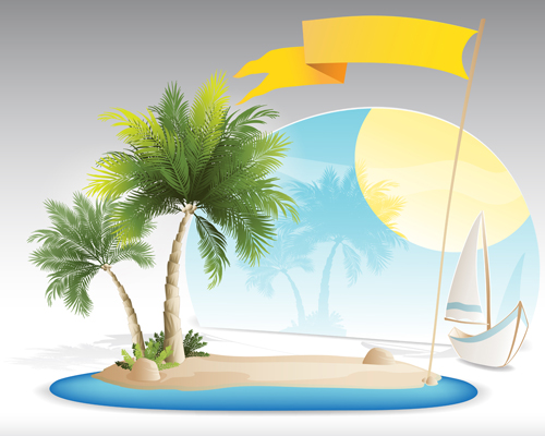 al island travel background vector 01 Summer tropical island travel background vector 01