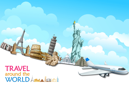 he world creative vector material 05 Travel around the world creative vector material 05