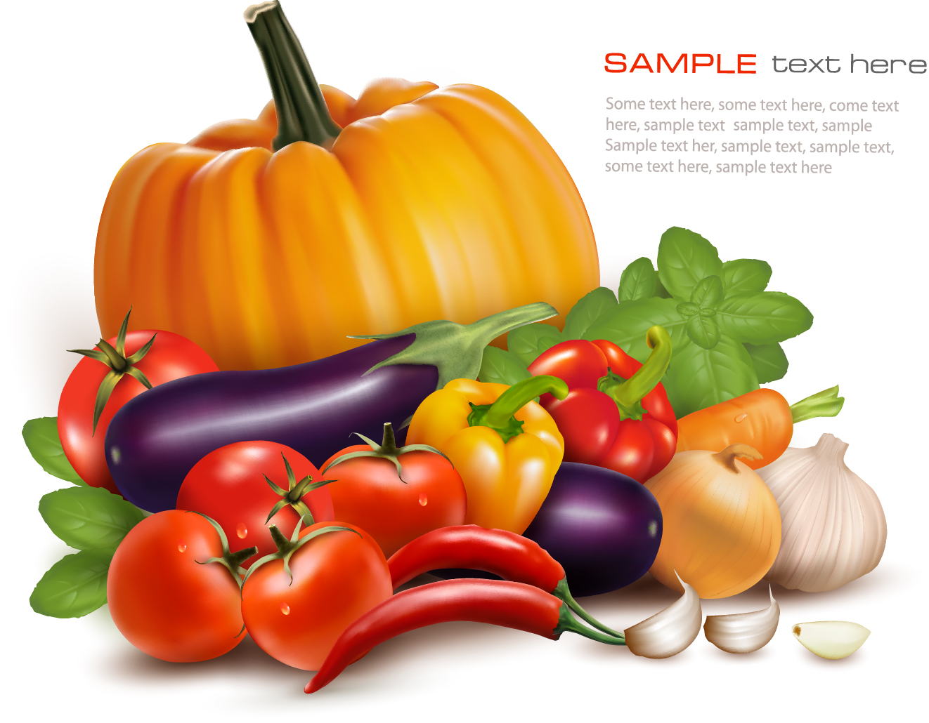 Various vegetables vector background