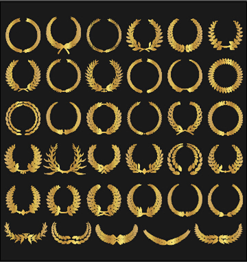Vector gold laurel material set