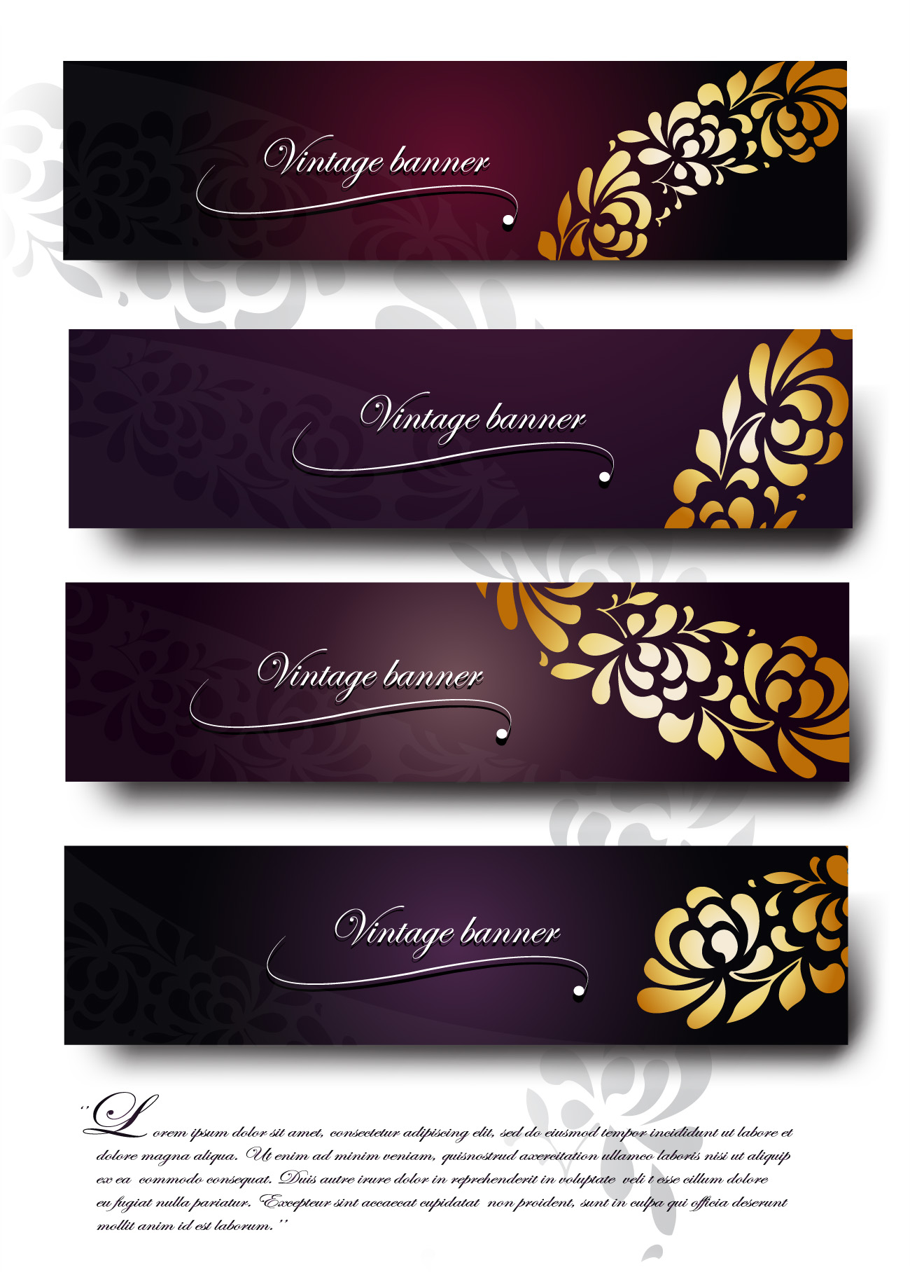 Purple Vintage Backgrounds vector set 03