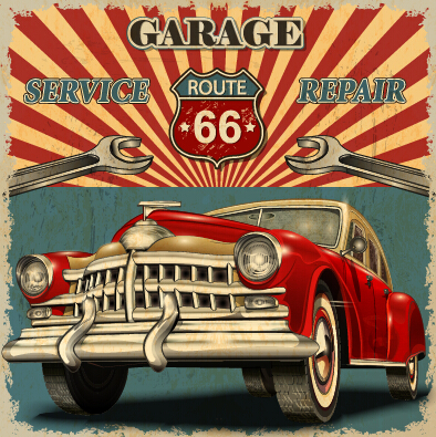vintage poster grunge car 