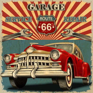 Vintage car poster grunge style vector 04