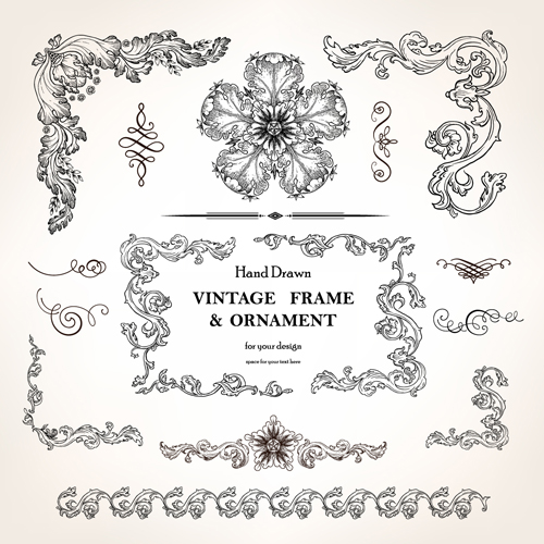 Set of Vintage design elements vector Borders 01