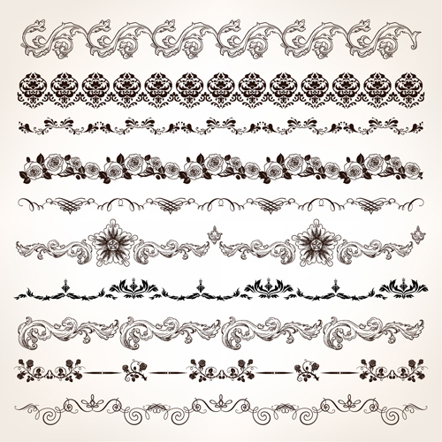 Set of Vintage design elements vector Borders 02