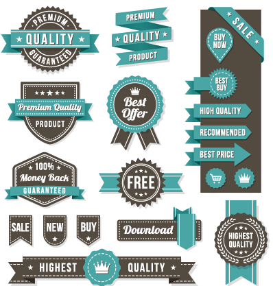 Vintage ribbon and labels sale elements vector