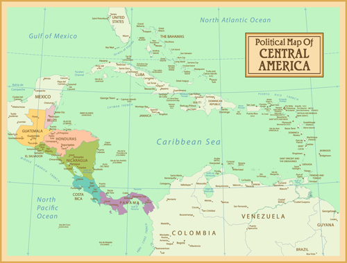 Vintage style political maps set vector 02