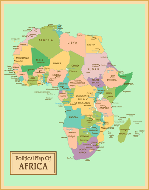Vintage style political maps set vector 04