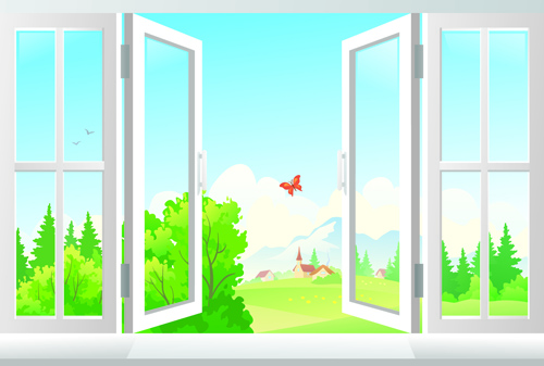 Warm windows design vector art 03
