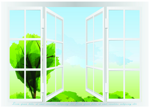 Warm windows design vector art 04