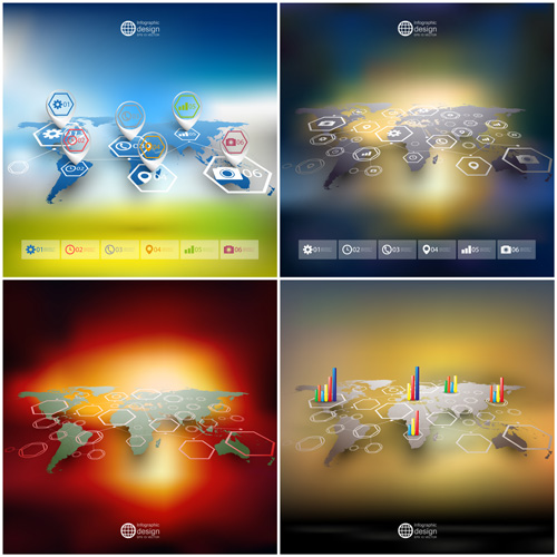 World maps infographics design vectors 12