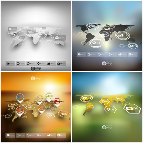 World maps infographics design vectors 14