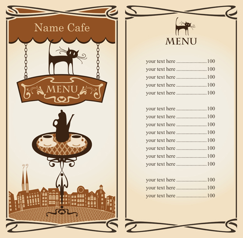 Vector of Vintage cafe menu background art 05