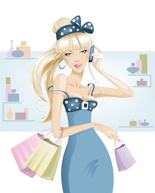 Different Glamorous woman design vector set 01