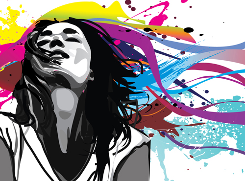 Different Glamorous woman design vector set 02