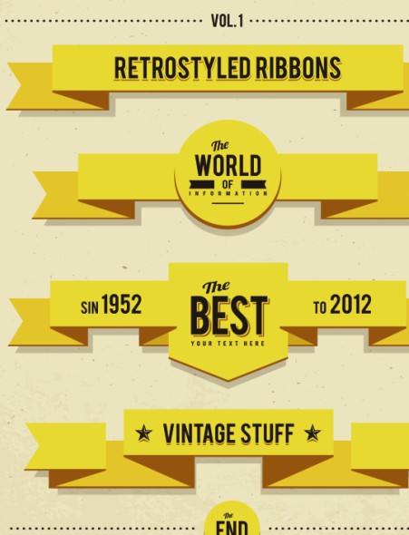Vintage ribbons vector set 01
