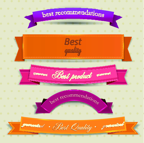 Vintage ribbons vector set 02