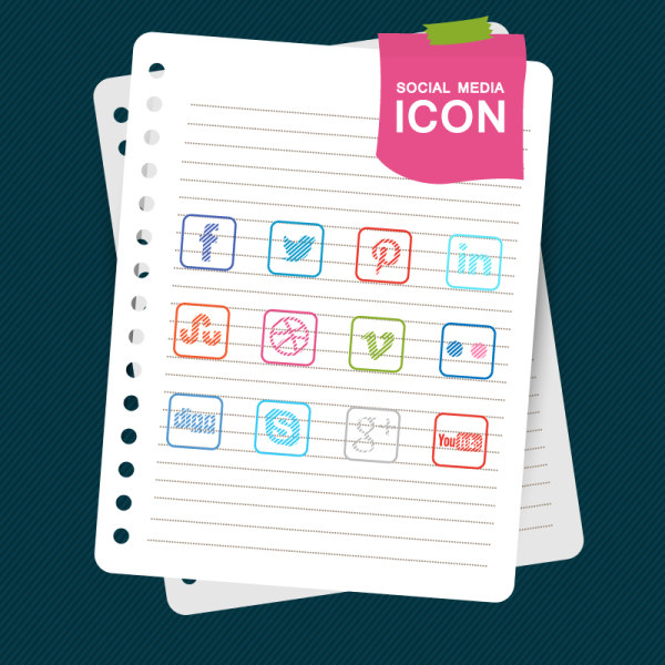 social media social notebook icons 