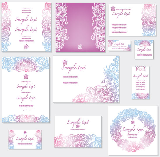 Light color Decorative pattern cards vector 01