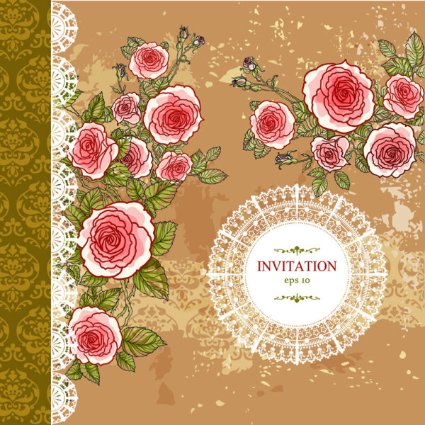Hand painted rose vector background 01