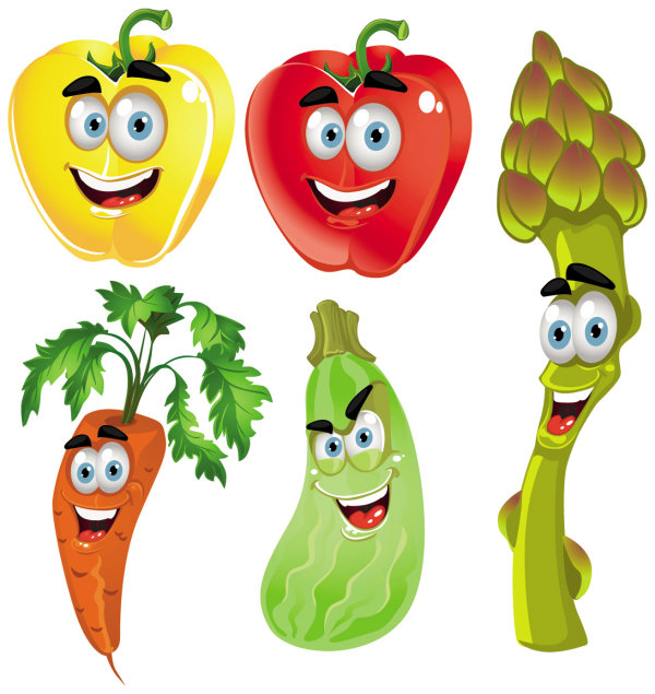Funny Vegetables mix vector 02