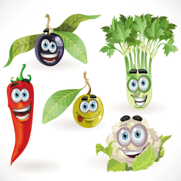 Funny Vegetables mix vector 05
