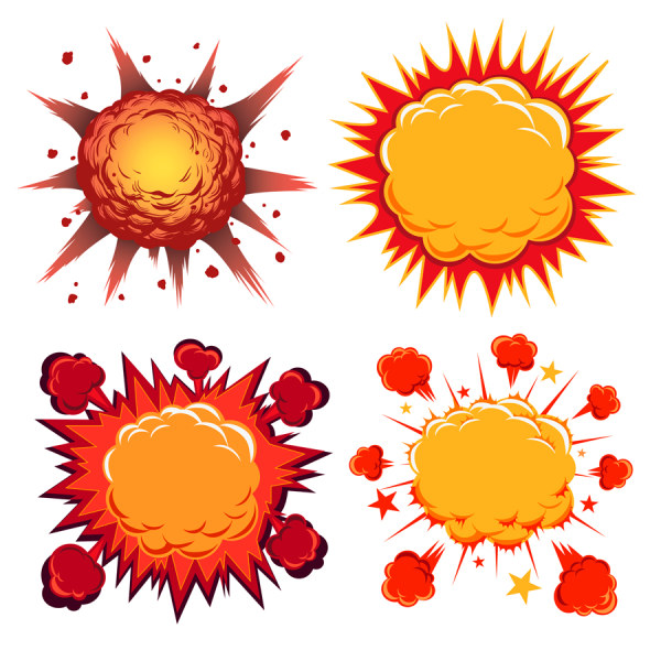 Cartoon explosion frames vector set 07
