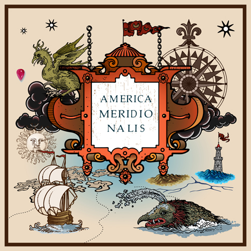 voyage elements with maps vector 04 Ancient voyage elements with maps vector 04