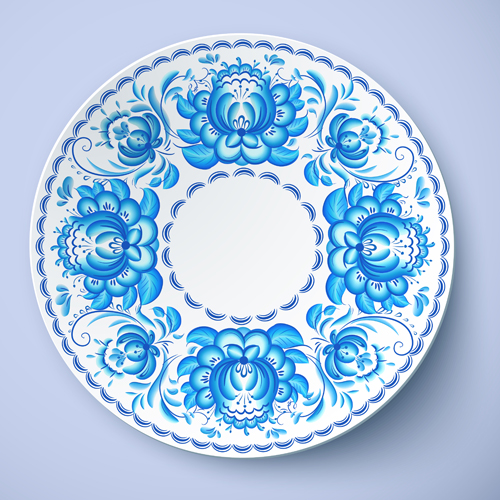 Blue and white porcelain creative design vector 02