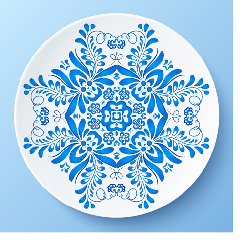 Blue and white porcelain creative design vector 04