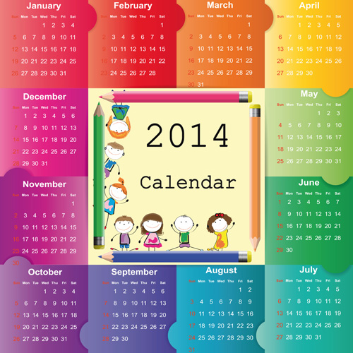 Calendar 2014 vector huge collection 68