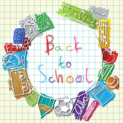 Colored pencil hand drawn school elements vector 03