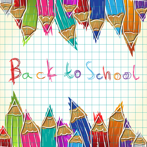 Colored pencil hand drawn school elements vector 04