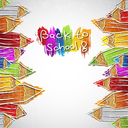 Colored pencil hand drawn school elements vector 05