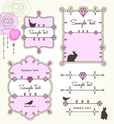 Cute baby hand drawn frames vector 01
