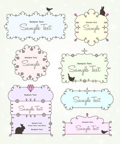 Cute baby hand drawn frames vector 02