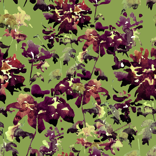Disarray watercolor flowers vector seamless pattern 02