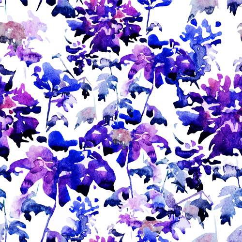 Disarray watercolor flowers vector seamless pattern 03