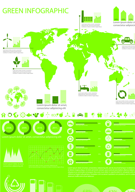 Set of Green Ecology chart and infographic vector 04